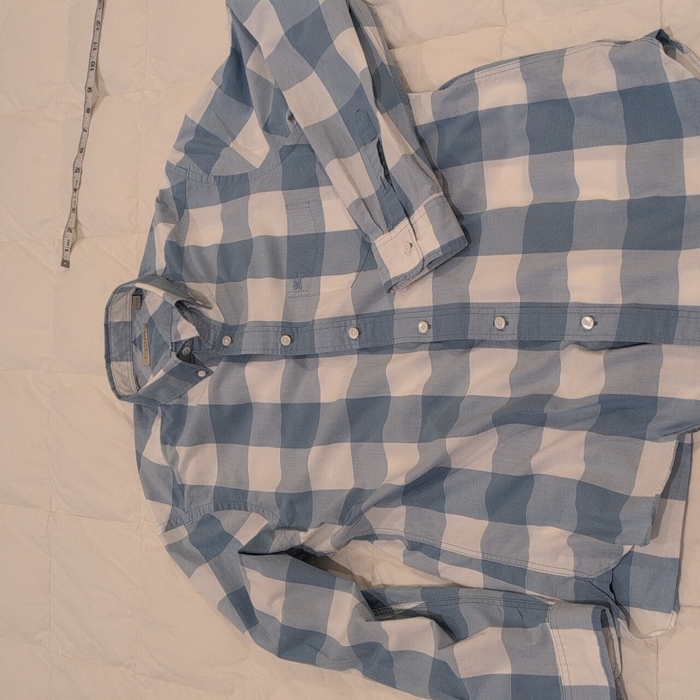 Burberry Blue and White Checkered Casual Button Down Shirt